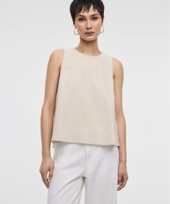 Sleeveless Crew-Neck Blouse