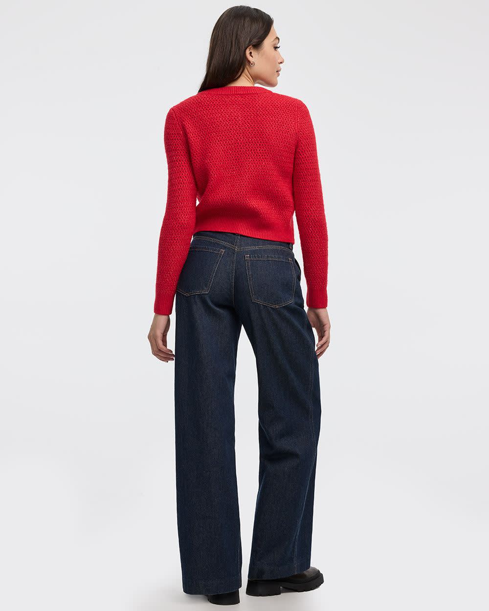Long-Sleeve Crew-Neck Fitted Cardigan - Image 10