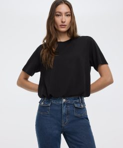 Crew-Neck Tee with Bubble Hem