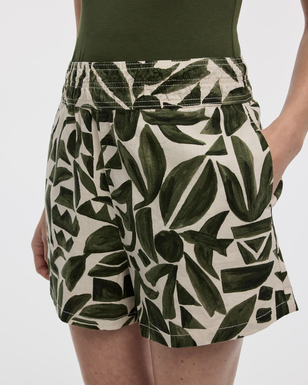Linen-Blend Shorts with Elastic Waistband - Image 8