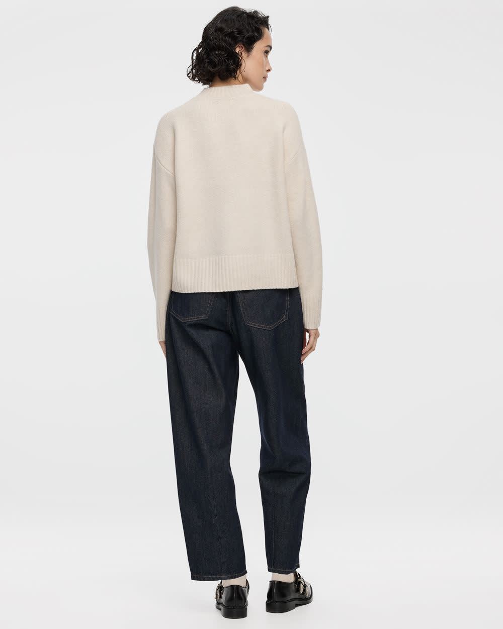 Long-Sleeve Mock-Neck Loose Pullover - Image 2