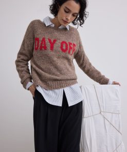 Long-Sleeve Boat-Neck Loose Sweater