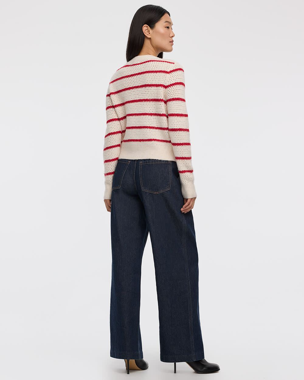 Long-Sleeve Crew-Neck Fitted Cardigan - Image 6