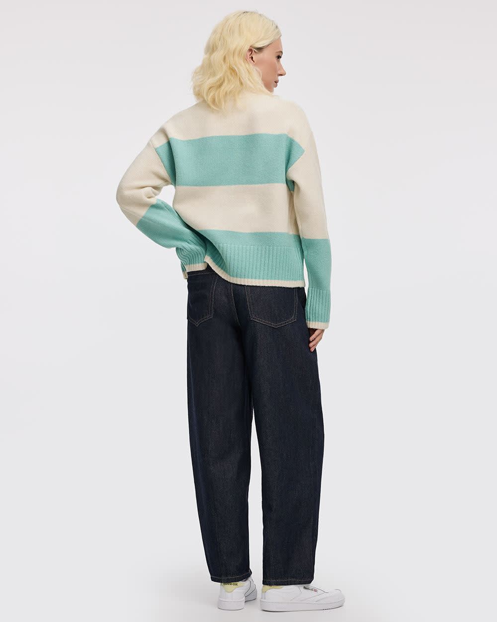 Long-Sleeve Mock-Neck Loose Pullover - Image 14