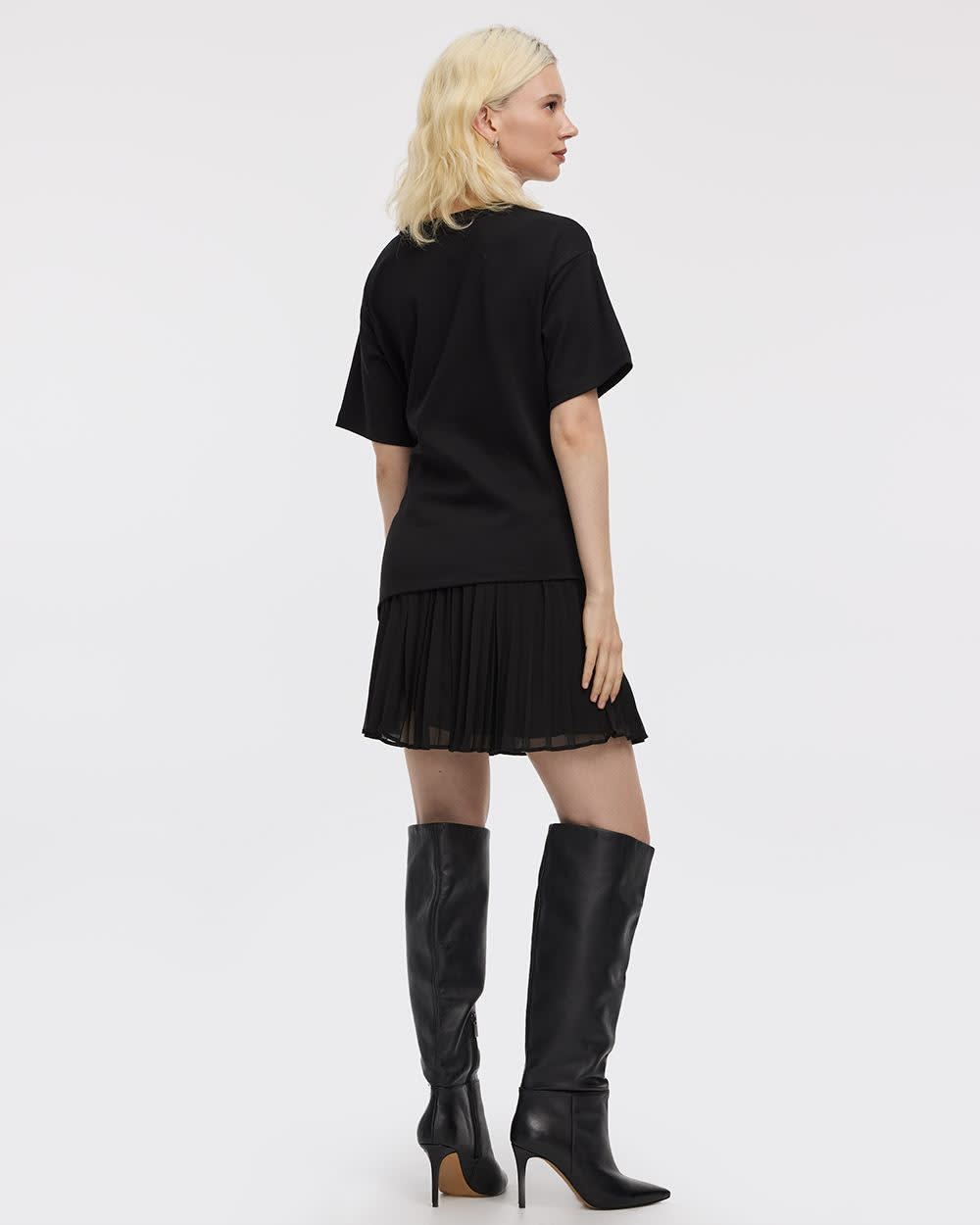 Short-Sleeve Crew-Neck Top with Cinched Waist - Image 2