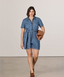 Short-Sleeve Denim Romper