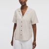 Striped Short-Sleeve Shirt with Pyjama Collar