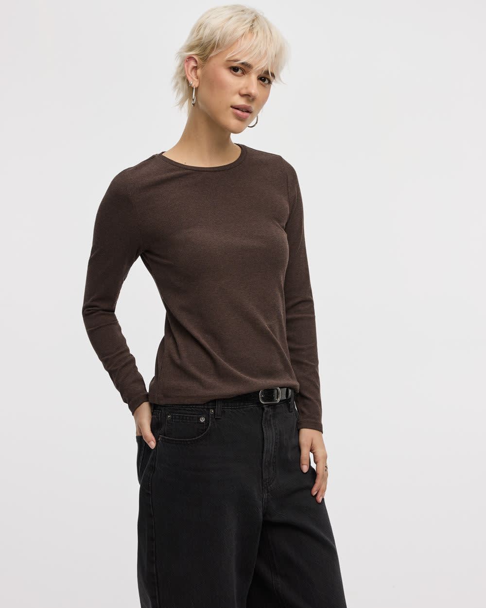 Long-Sleeve Crew-Neck Ribbed Tee - R Essentials - Image 11