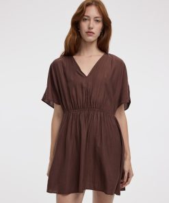 Short-Sleeve V-Neck Mini Dress
