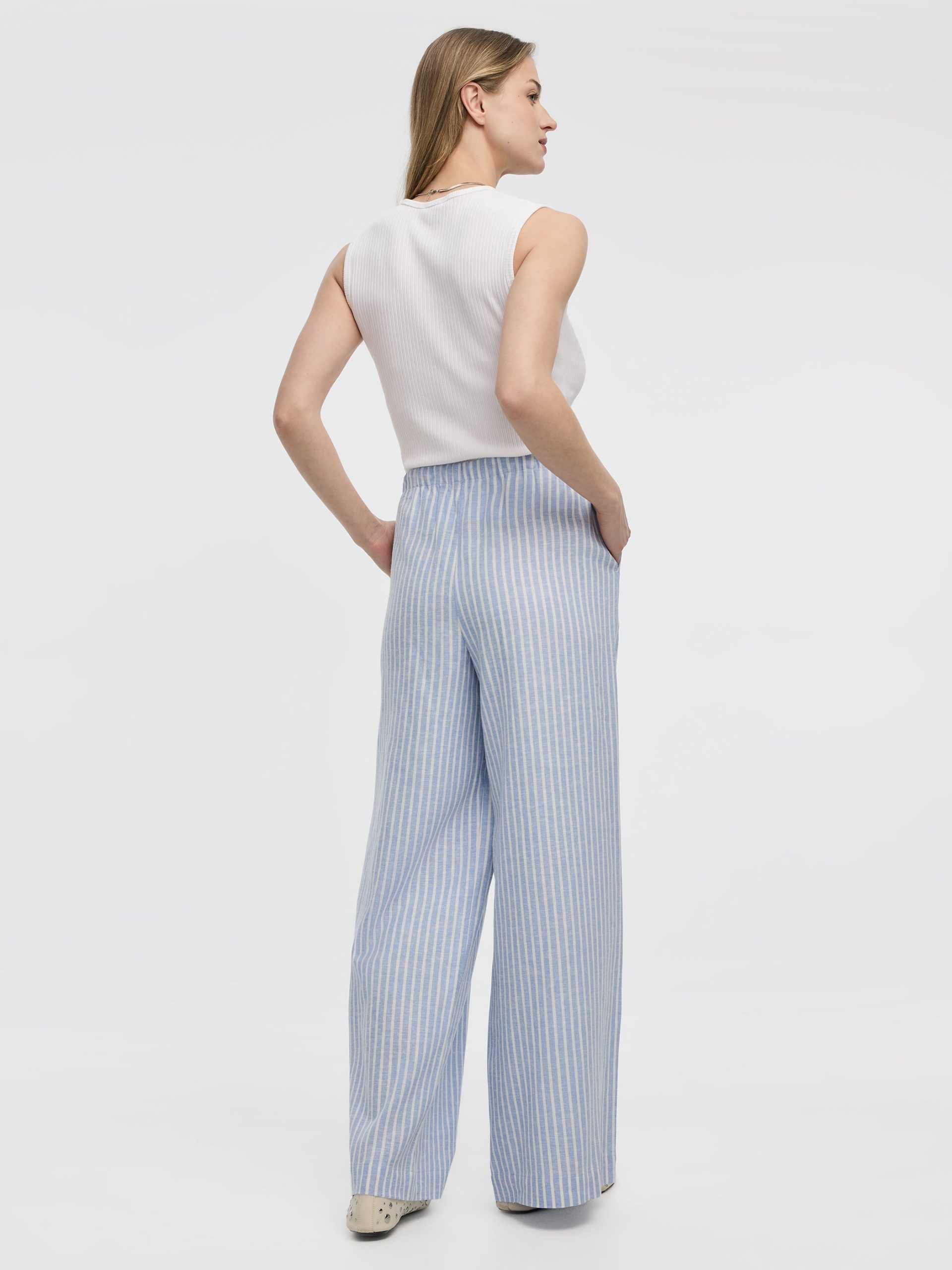 Striped Wide-Leg Linen-Blend Pant - Image 4