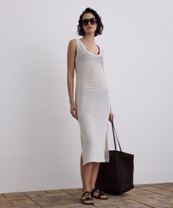 Sleeveless U-Neck Crochet Midi Dress