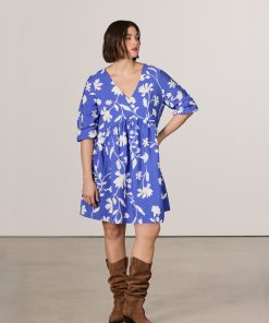 Long-Sleeve V-Neck Empire-Cut Dress