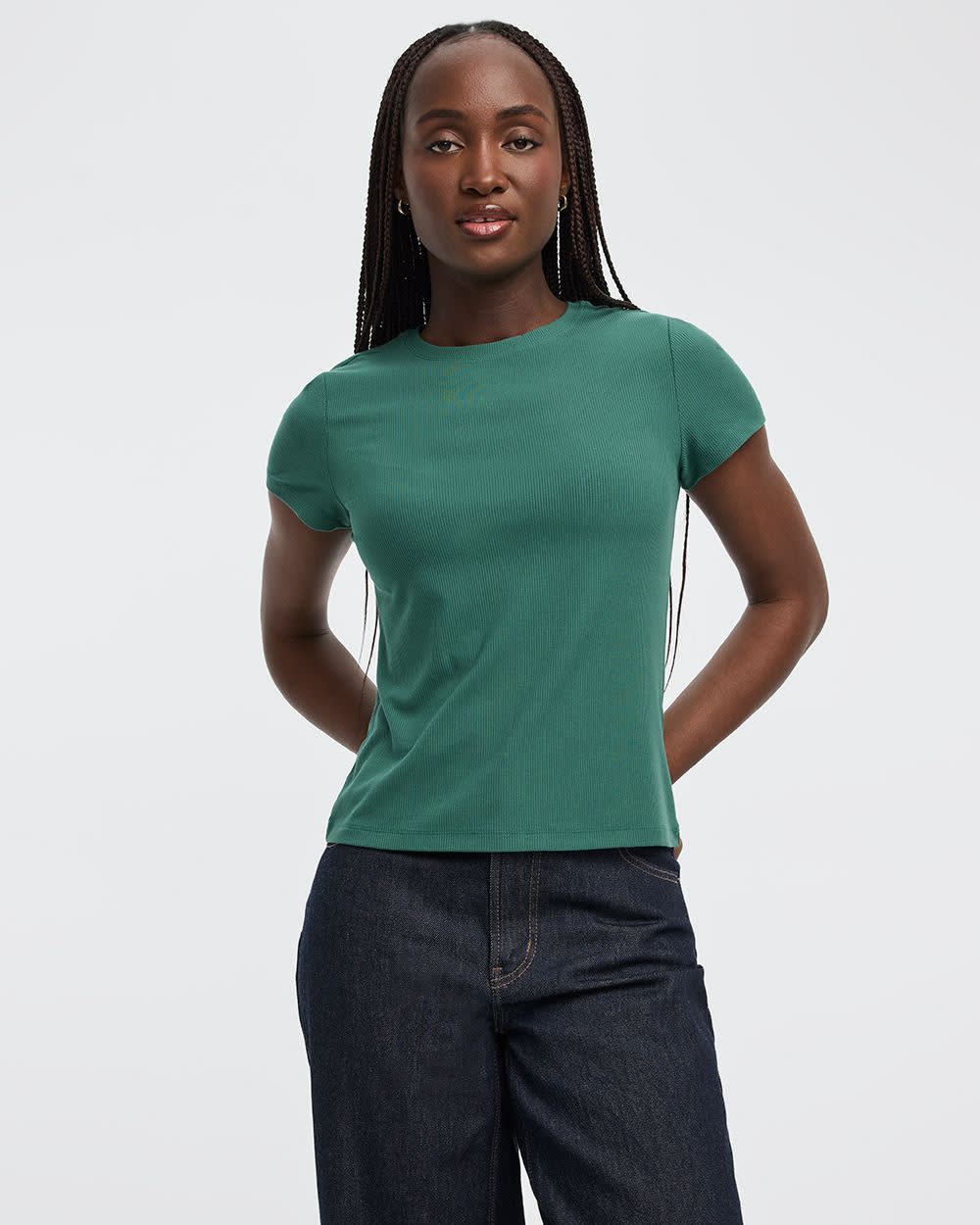 Fitted Crew-Neck Ribbed T-Shirt - R Essentials - Image 9