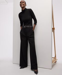 Wide-Leg High-Rise Crepe Pants