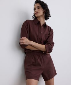 Linen-Blend Shorts with Elastic Waistband