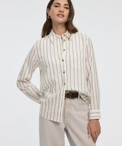 Striped Long-Sleeve Linen-Blend Shirt