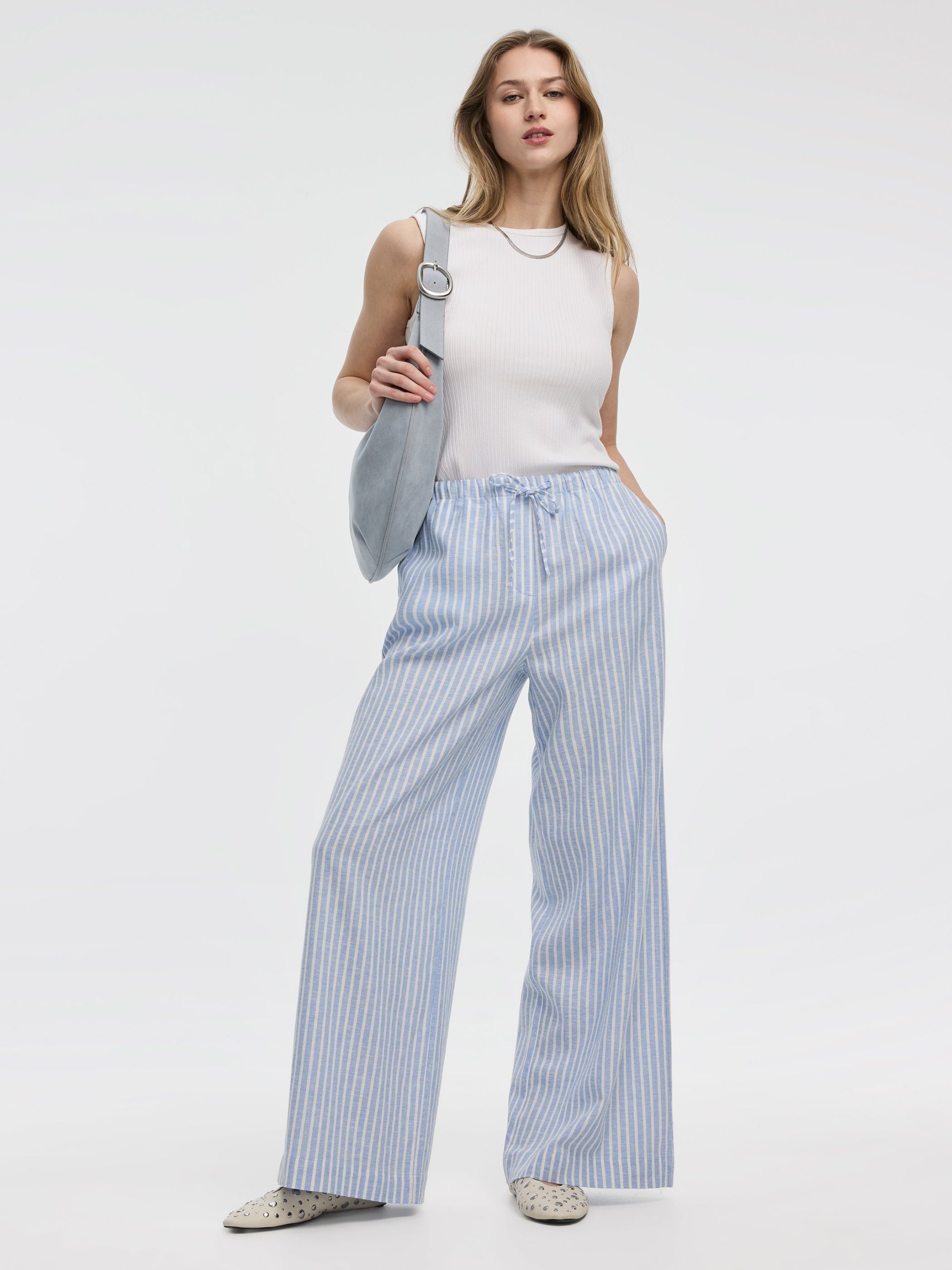 Striped Wide-Leg Linen-Blend Pant - Image 5