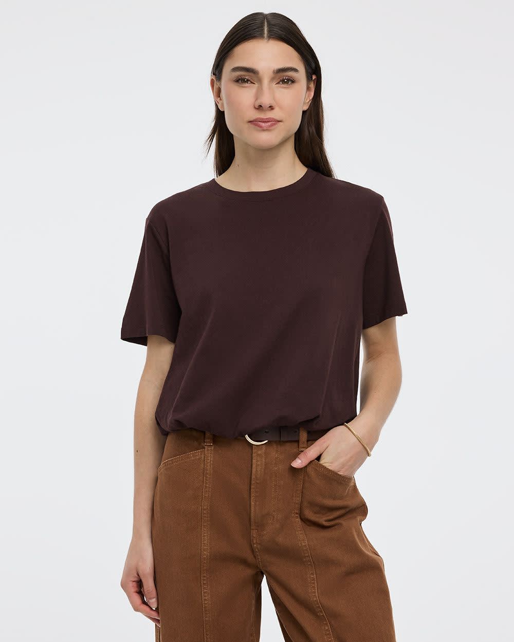Crew-Neck Tee with Bubble Hem - Image 9