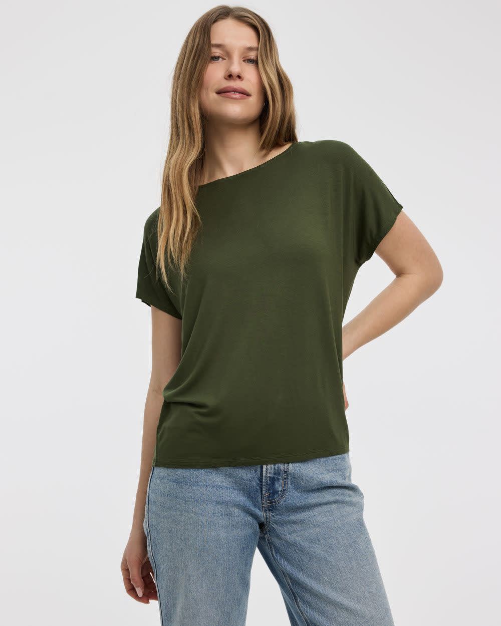 Short-Dolman-Sleeve Boat-Neck T-Shirt - Image 13
