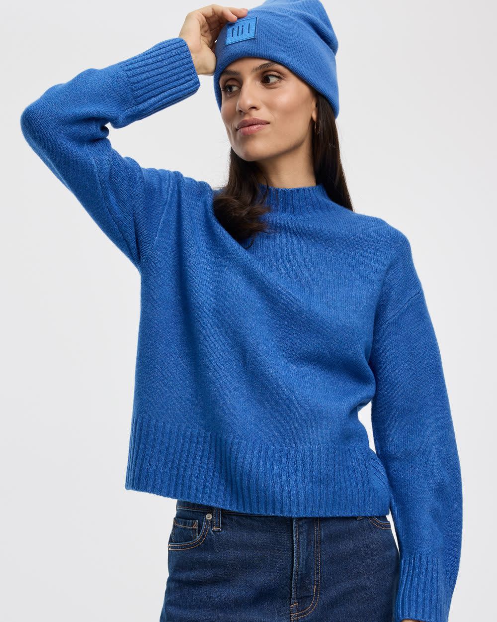 Long-Sleeve Mock-Neck Loose Pullover - Image 5