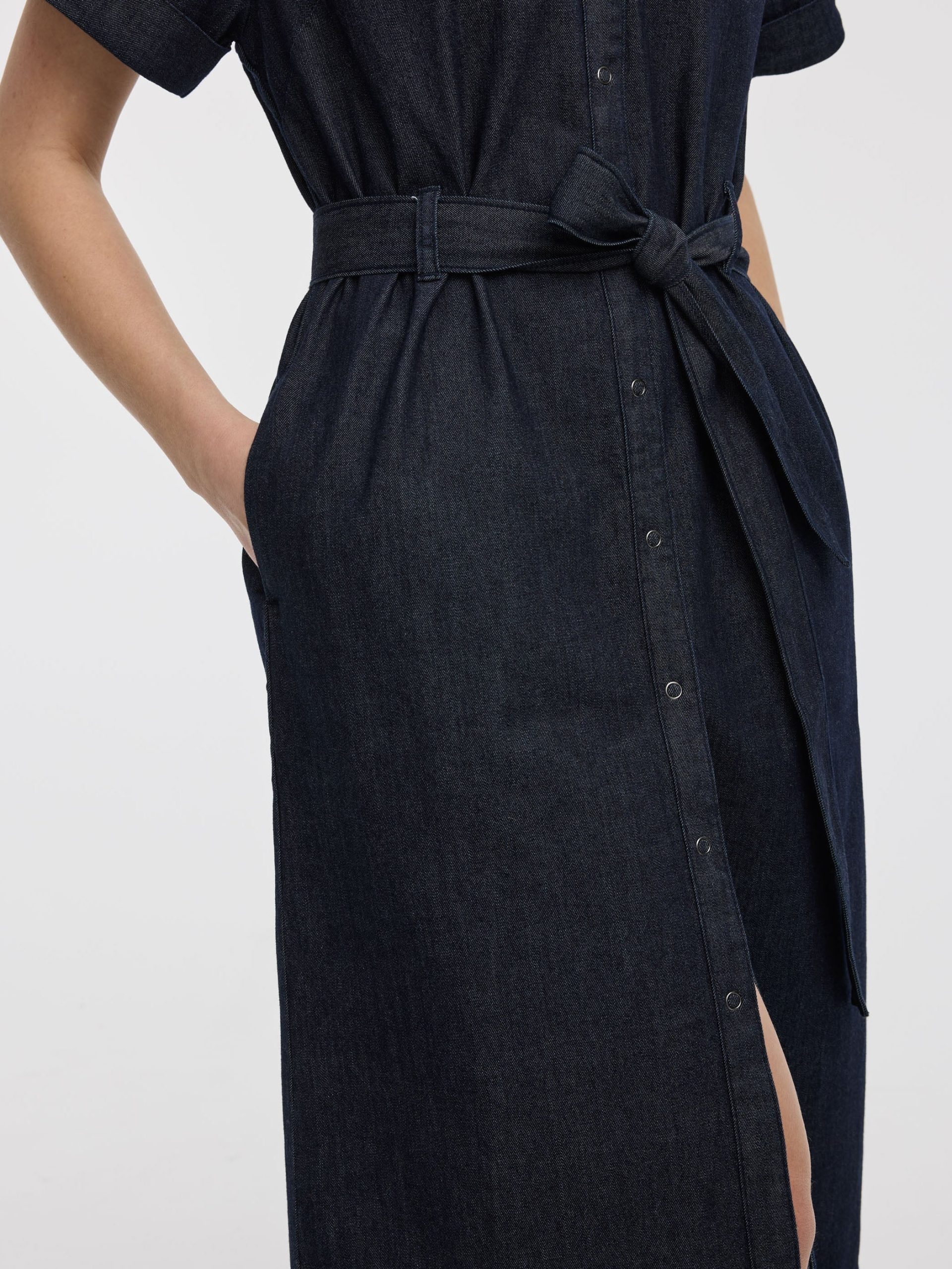 Short-Sleeve Shirt Denim Dress - Image 4