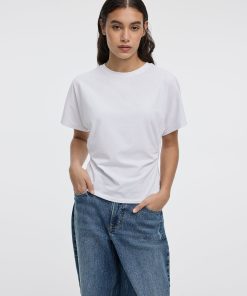 Short-Sleeve Crew-Neck Tee with Shirred Sides