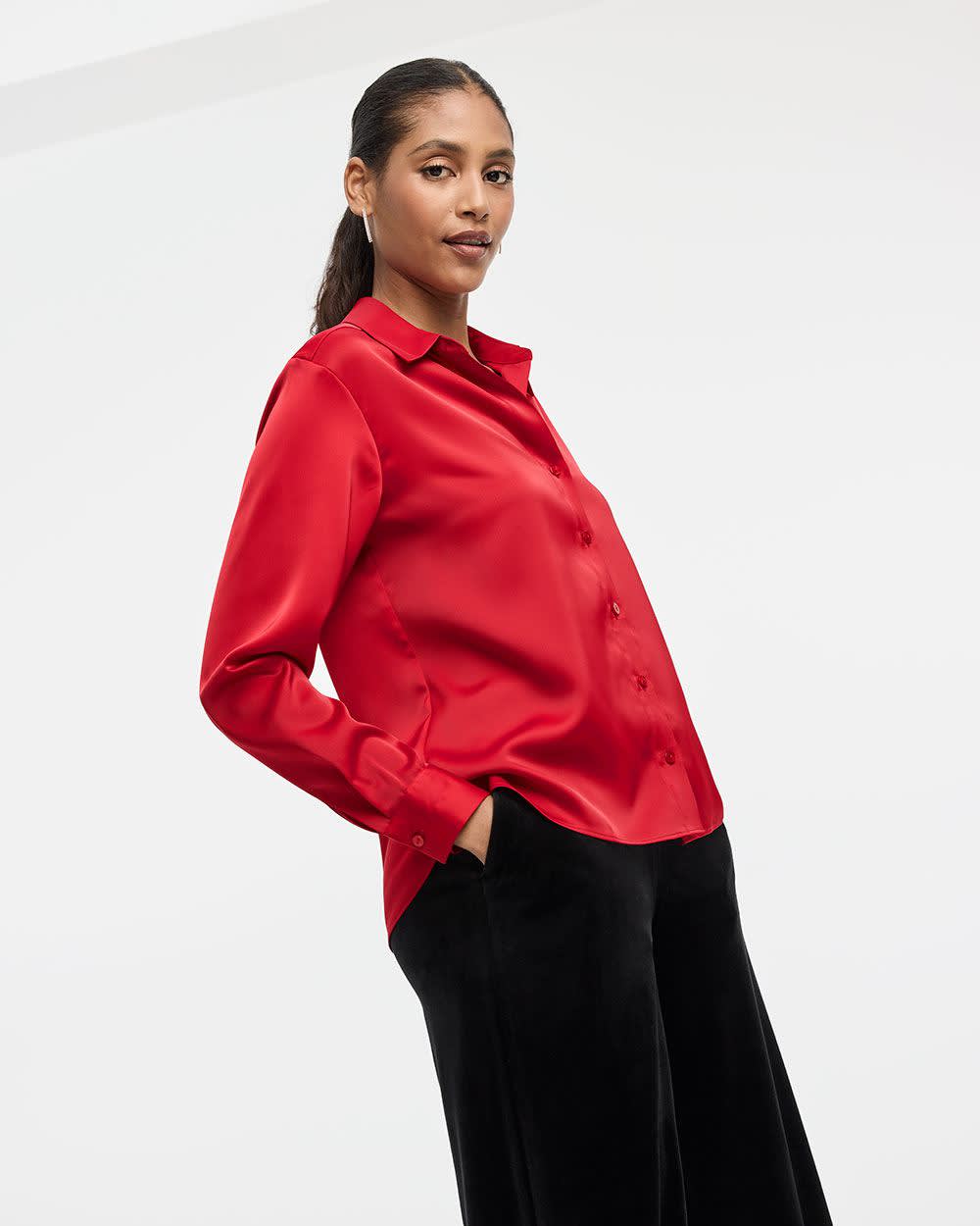 Satin Long-Sleeve Shirt - Image 24