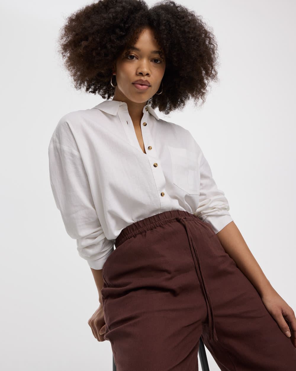 Long-Sleeve Linen-Blend Shirt - Image 3