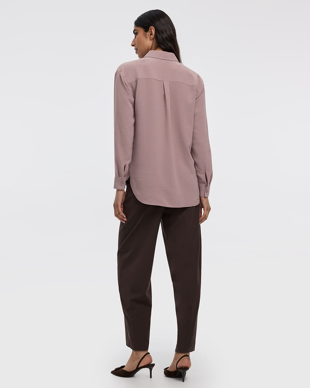 Long-Sleeve Buttoned-Down Blouse - Image 22