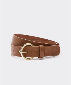 Faux Leather Belt with Round Buckle