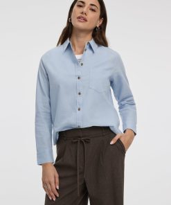 Long-Sleeve Linen-Blend Shirt