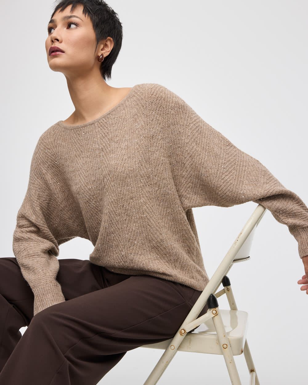 Long-Sleeve Boat-Neck Boxy Sweater with All-Over Sequins - Image 16