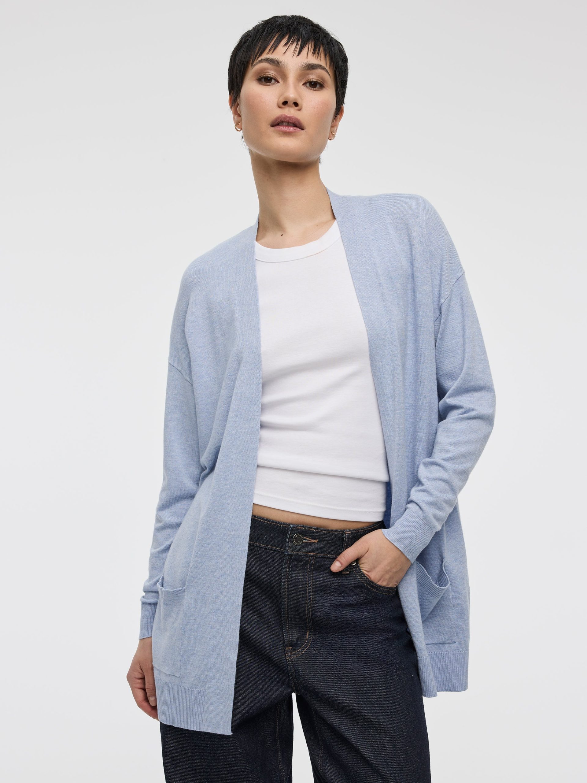 Long-Sleeve Open Cardigan with Pockets - R Essentials - Image 13