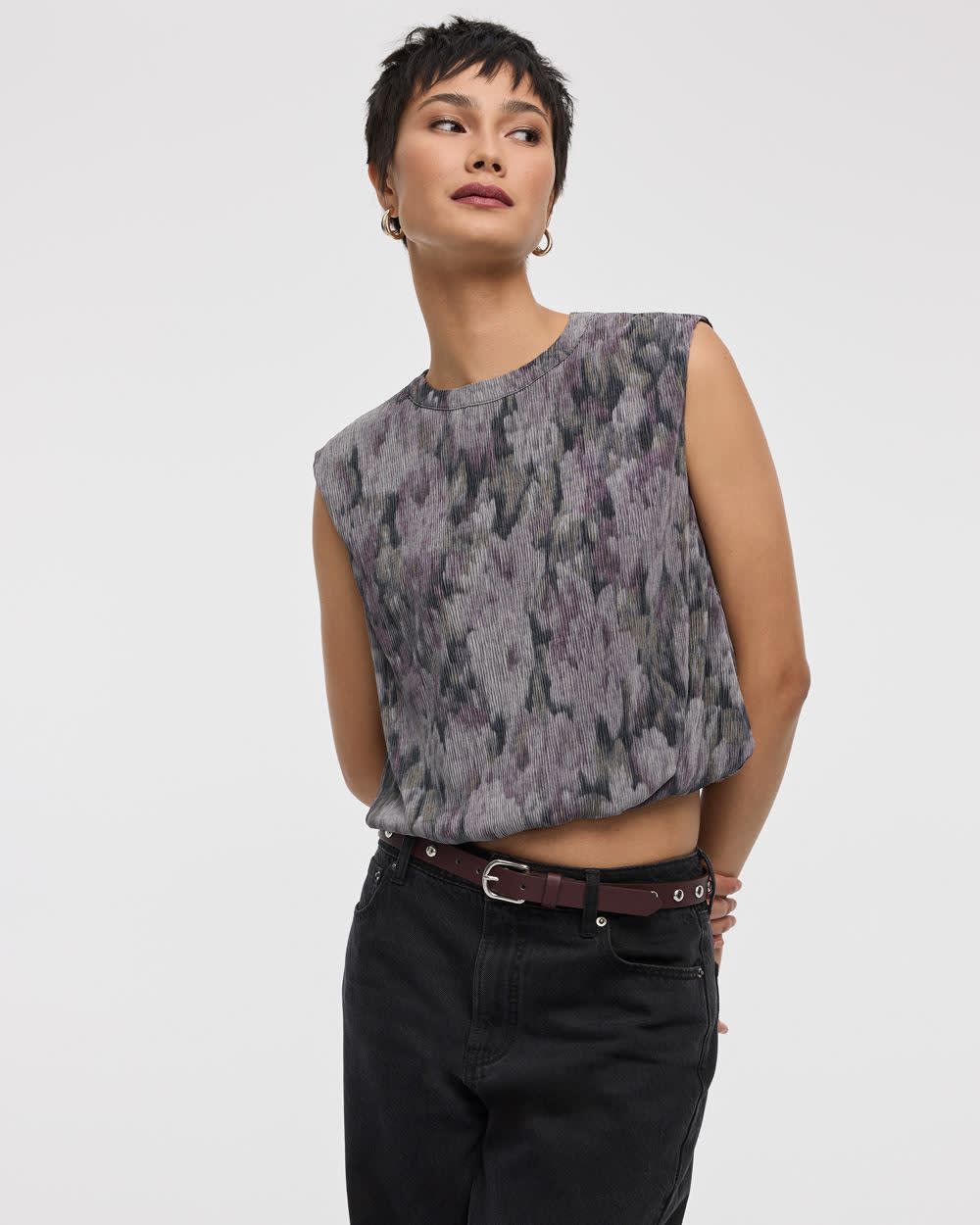 Crew-Neck Plissé-Knit Tank - Image 3