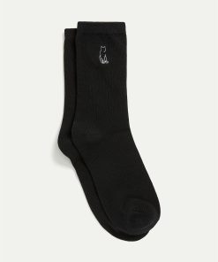 Cotton Crew Socks with Cat