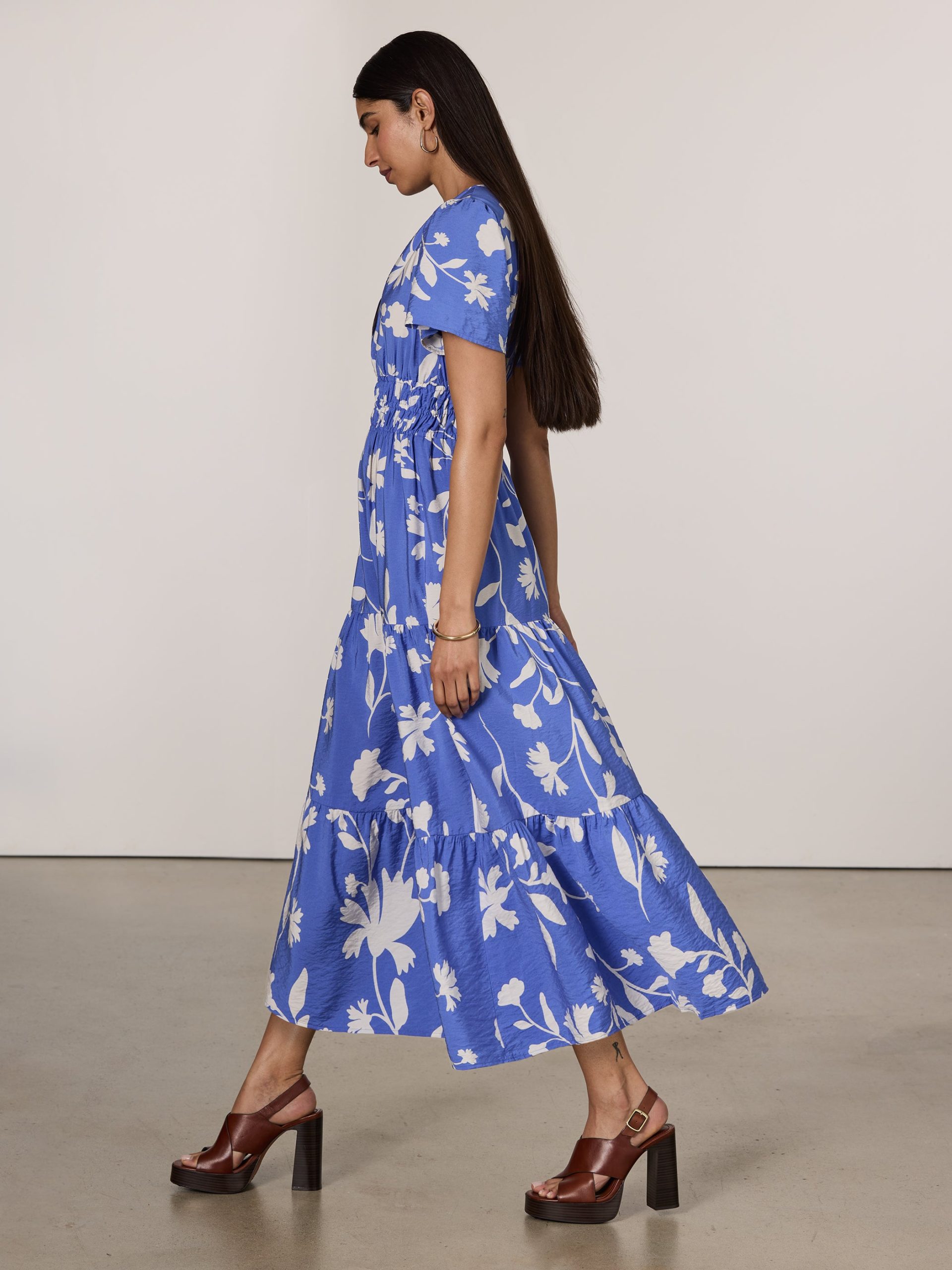 Short-Sleeve Split-Neck Maxi Dress - Image 4