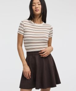 Striped Ribbed Crew-Neck T-Shirt
