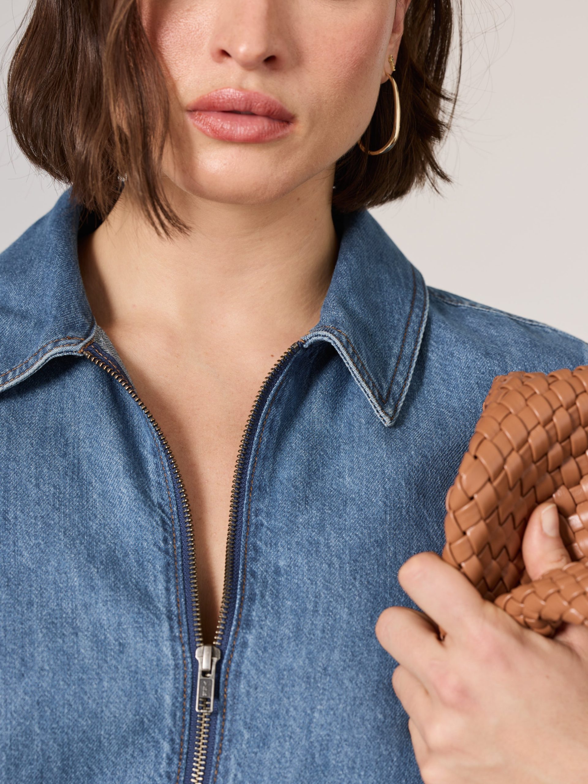 Short-Sleeve Denim Romper - Image 2