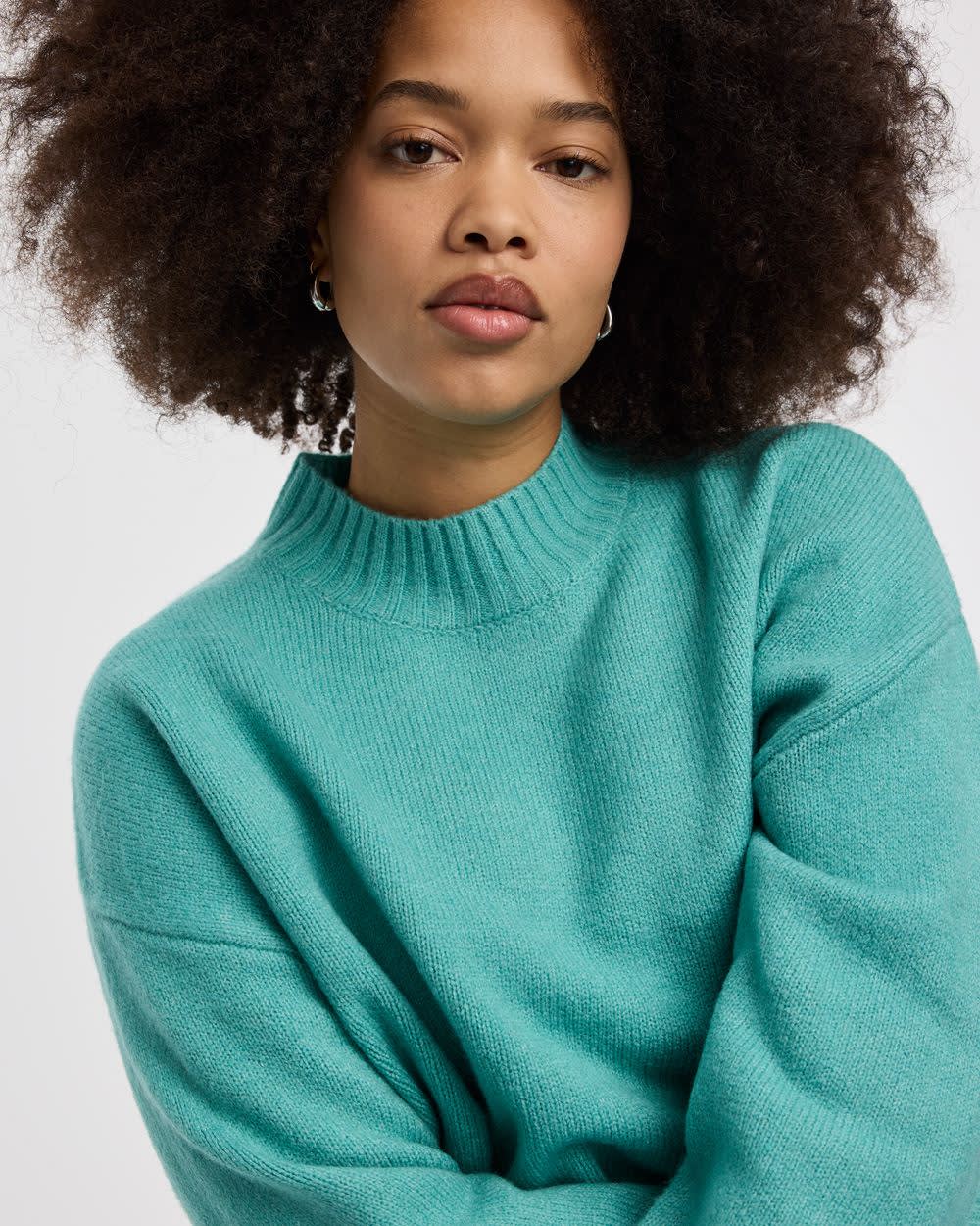 Long-Sleeve Mock-Neck Loose Pullover - Image 12