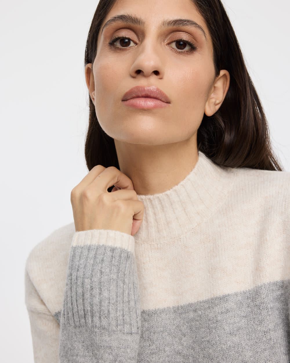 Long-Sleeve Mock-Neck Loose Pullover - Image 28